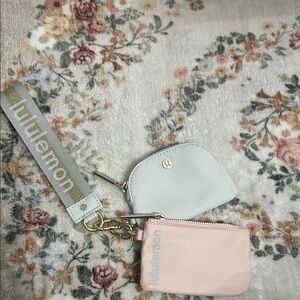 Lululemon Cream and Pink Coin Pouches